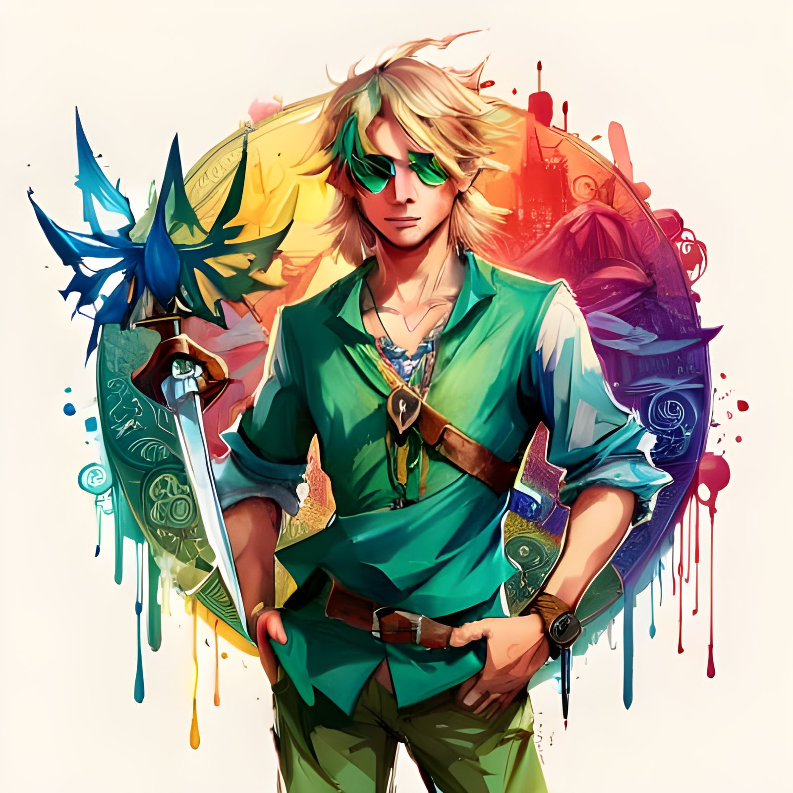 Link Portrait with Sunglasses in Hyperrealistic Style
