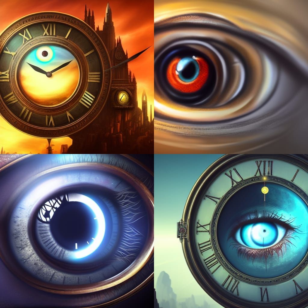 Surreal Clockwork Eye: Detailed Fantasy Concept Art