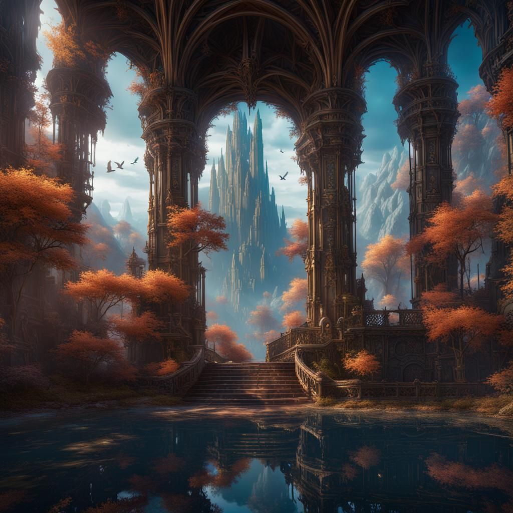 Fantastical Matte Painting with Deep Color, 8K Resolution