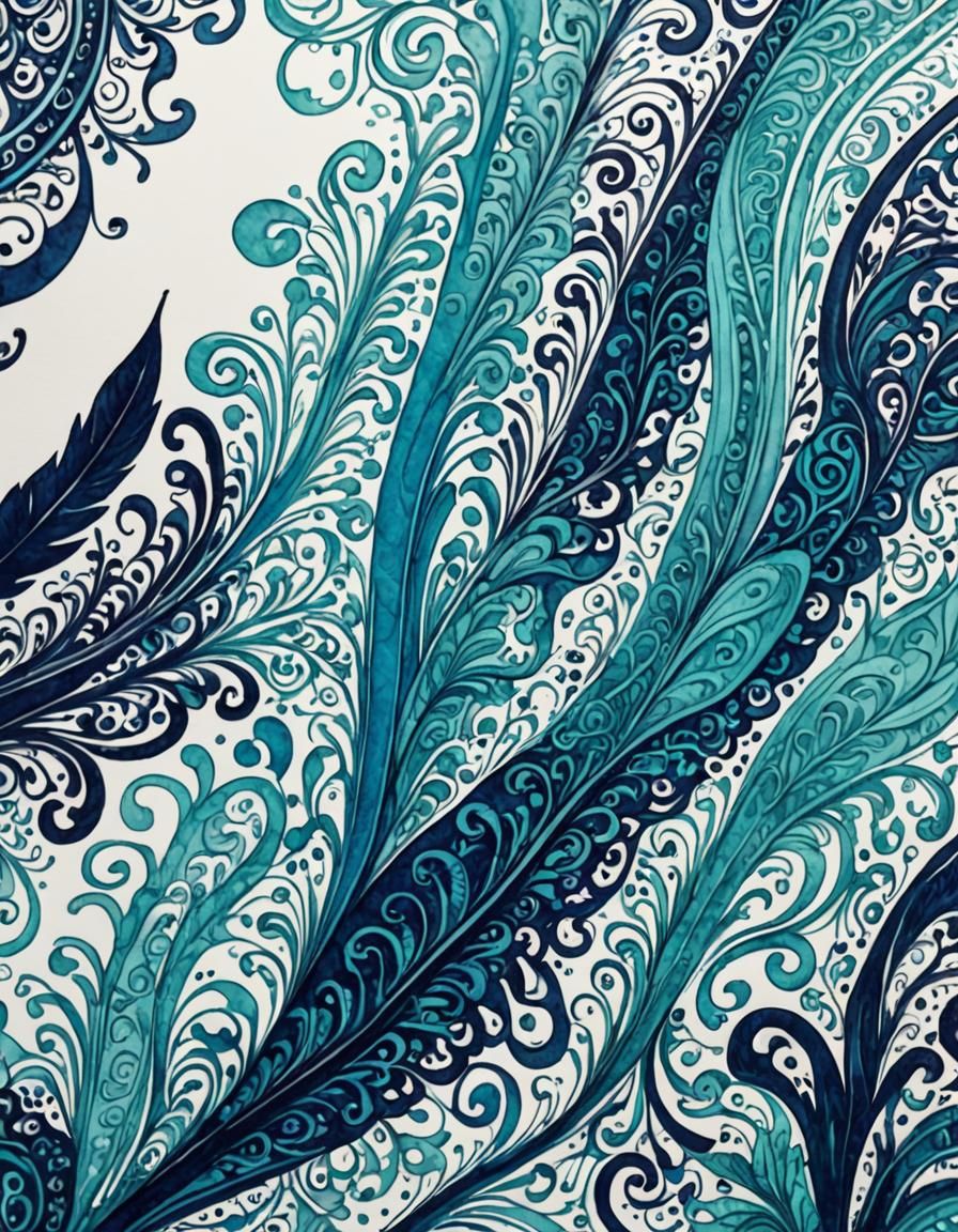 Blue Ink Doodles Emerge from Fountain Pen