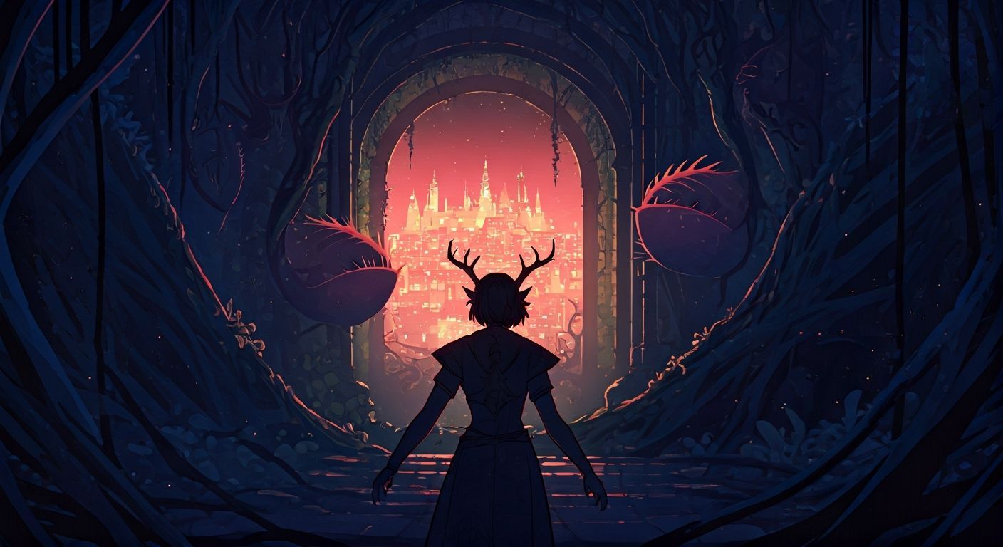 Dark Fantasy Heroine in Floating Gardens