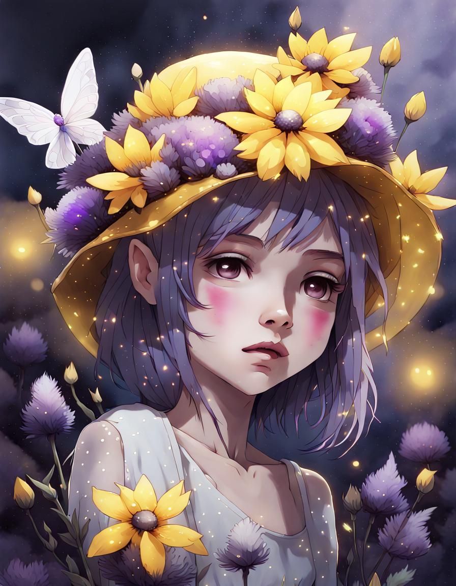 Bioluminescent Flower Fairy in Dreamy Nightscape