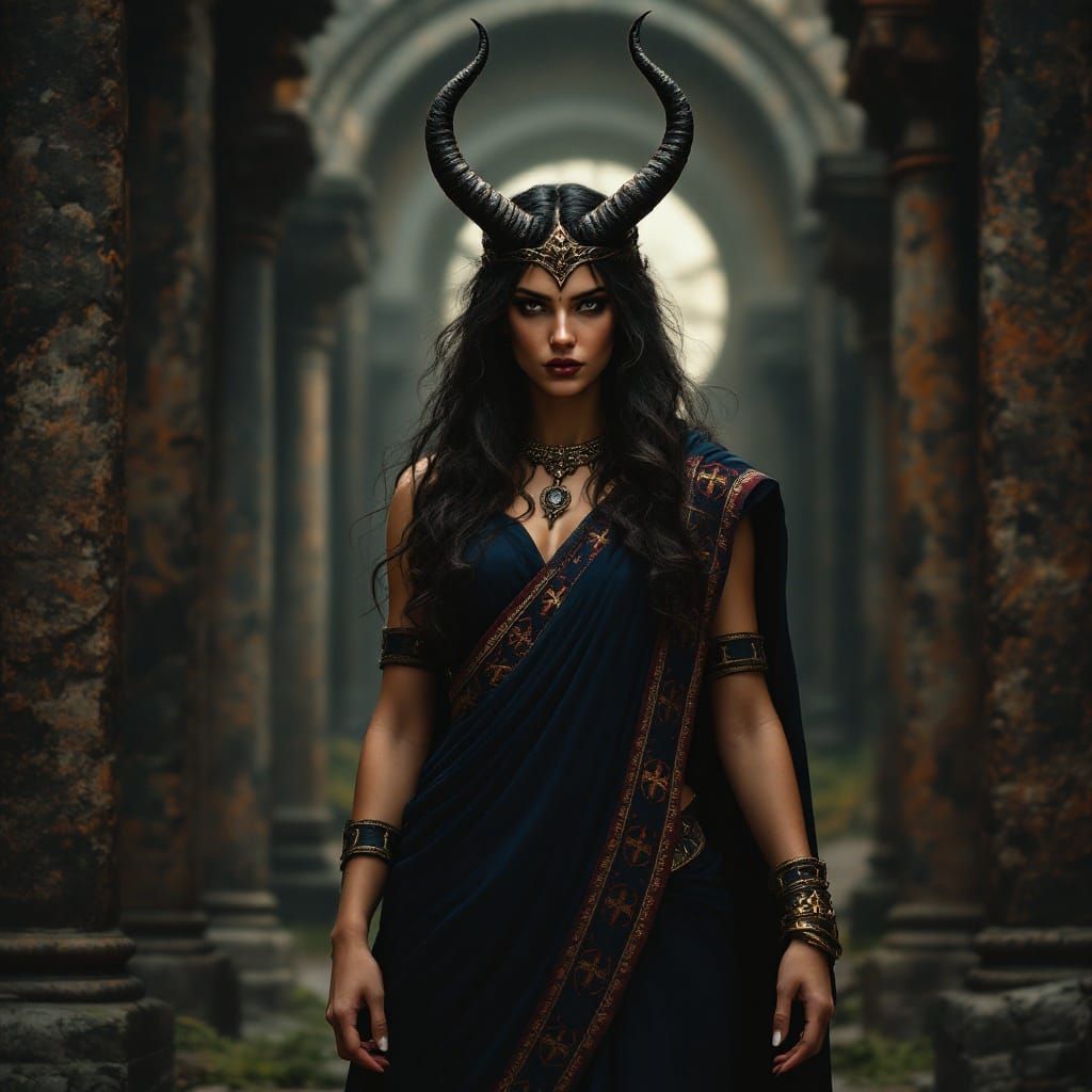 Etruscan Demoness Culsu Guards the Underworld Gate in Dramat...