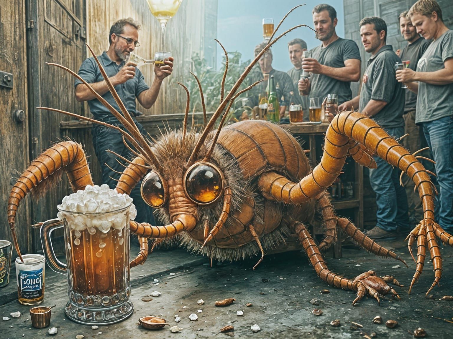 Creepy Cockroach Enjoys Bubbly Beer