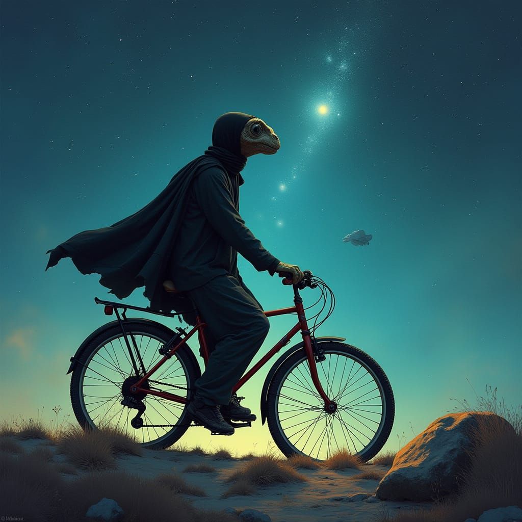E.T. Cycling Through the Cosmos in a Kufiya