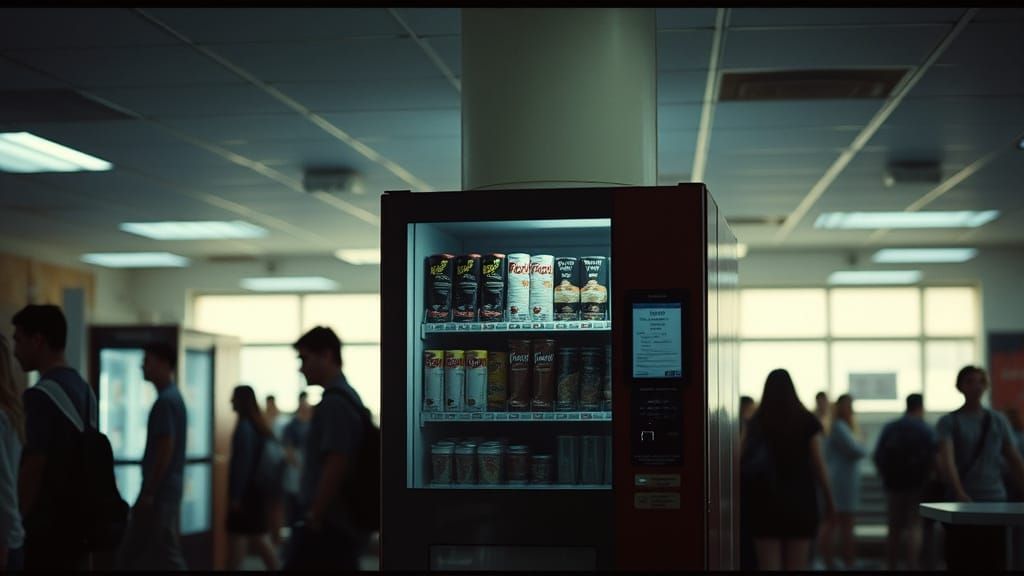Moody High School Vending Machine in Cinematic Style
