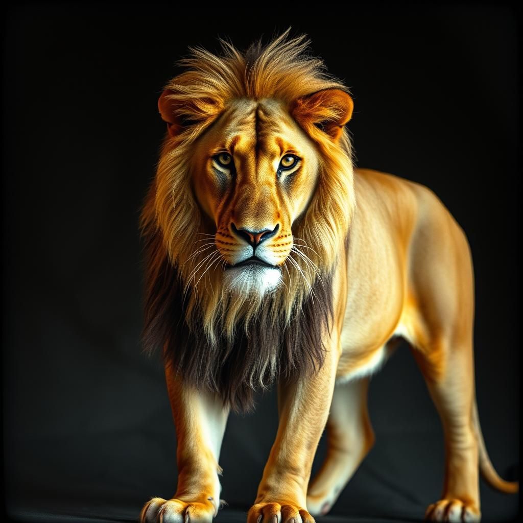 Majestic Golden Lion Gaze: A Cinematic Wildlife Portrait