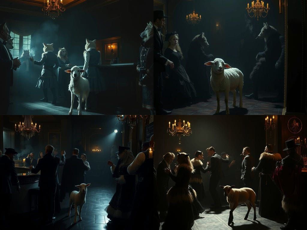 Lamb Among Wolves in Noir Style