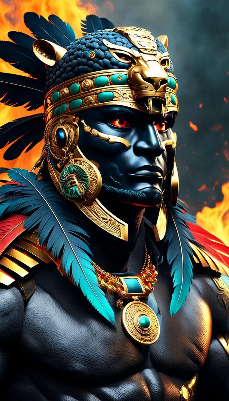 Mayan God Balam with Jaguar Mask, Digital Painting