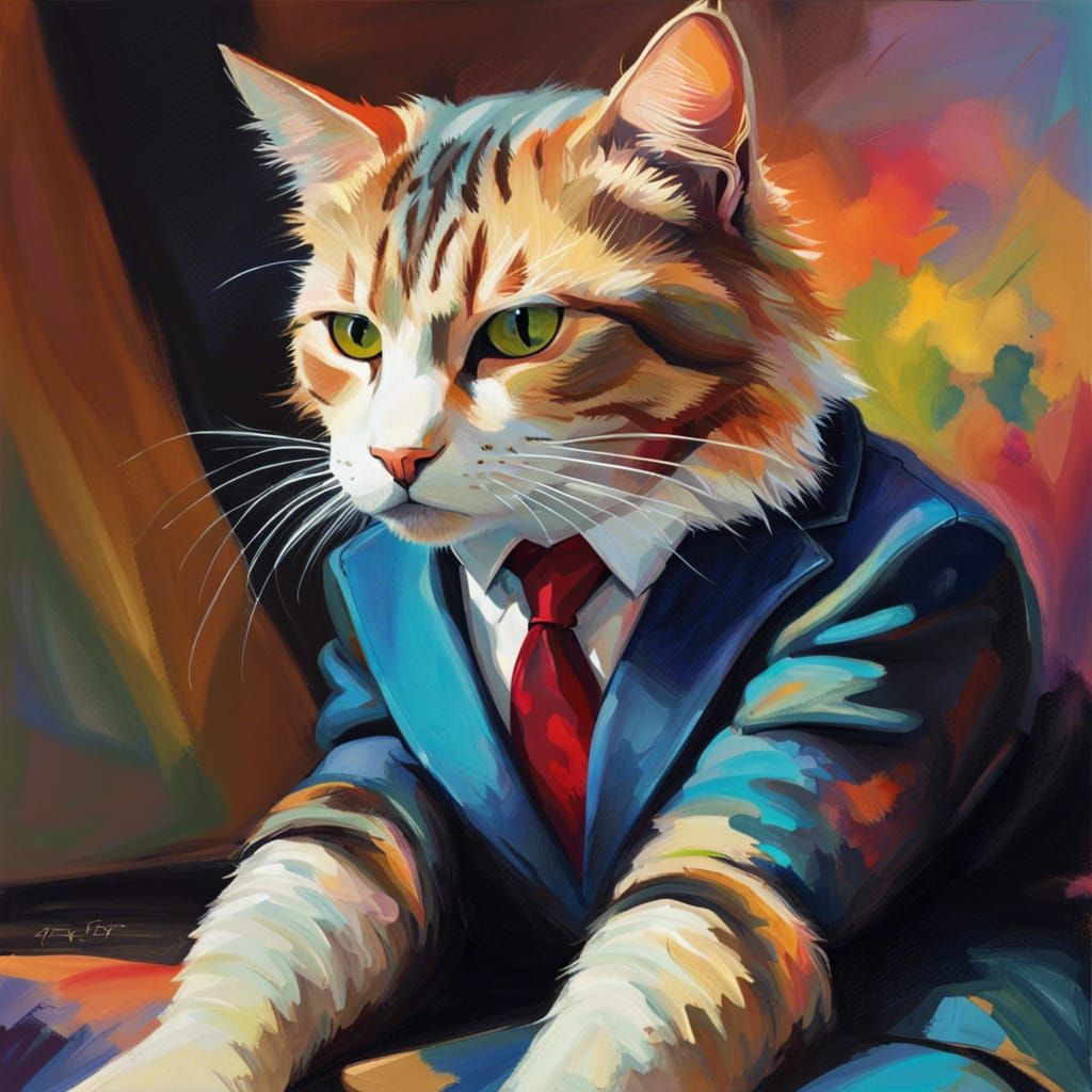 Hyperrealistic Cat Lawyer in a Suit