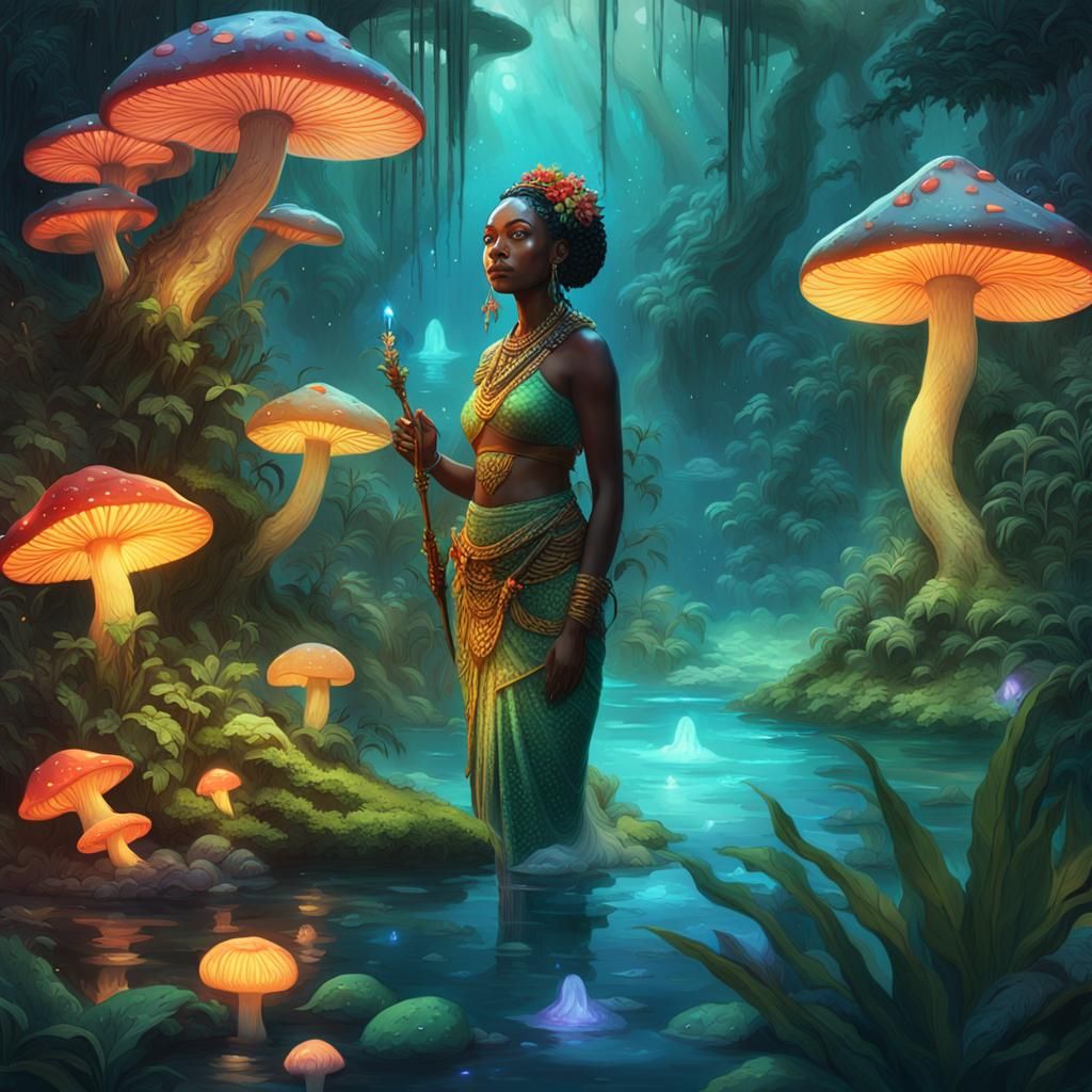 Mystical Mami Wata in a Tropical River