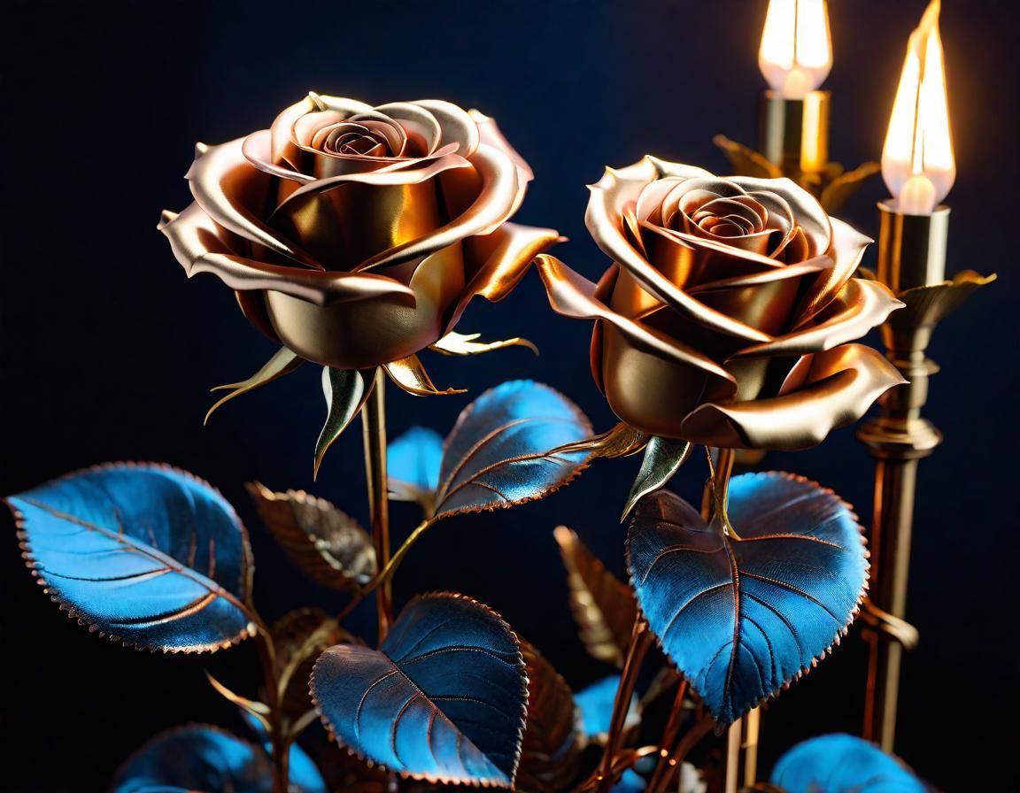 Steampunk Metal Roses in Volumetric Lighting