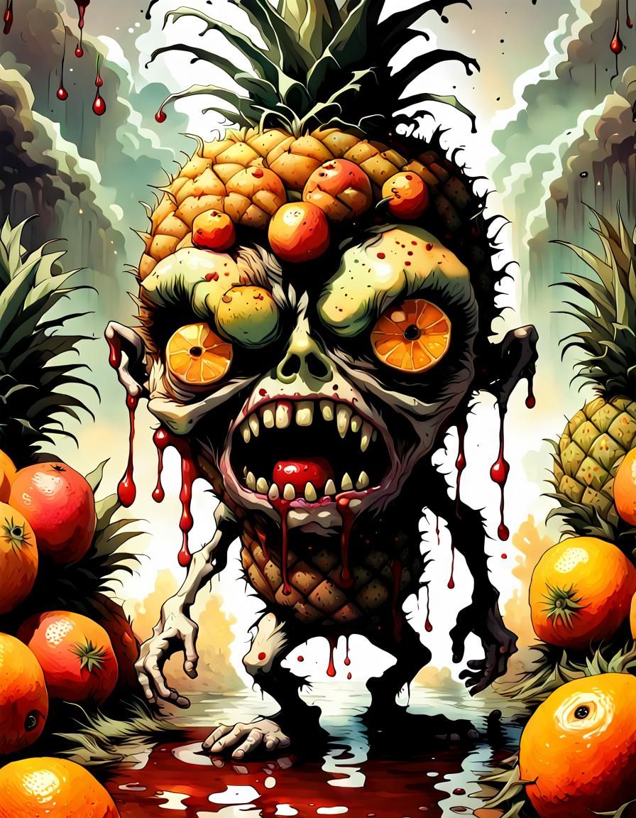 Fruit Zombie: Dark Fantasy Digital Illustration