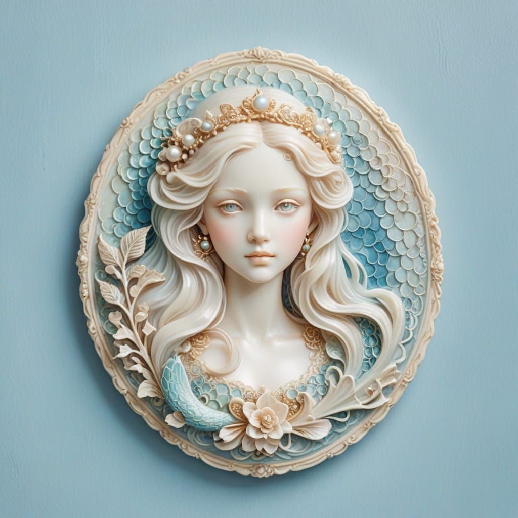 Surreal Mermaid Portrait in Abstract Expressionist Style