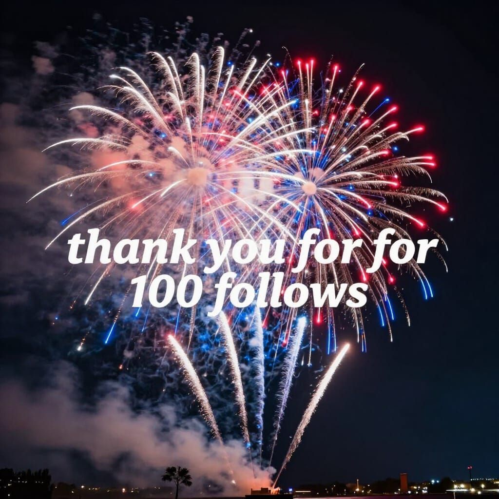 Vibrant 4th of July Fireworks Display Congratulates 100 Foll...