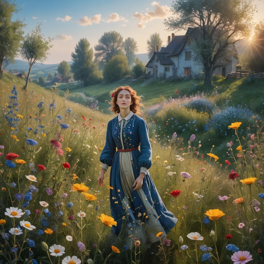 Wildflower Meadow in a Whimsical Fantasy Art Style
