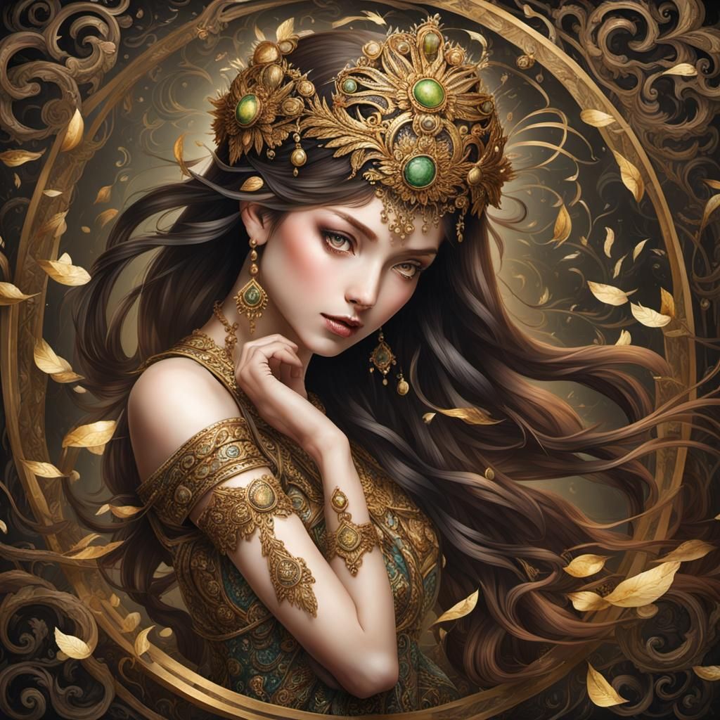 Radiant Alluring Figure with Subtle Smile