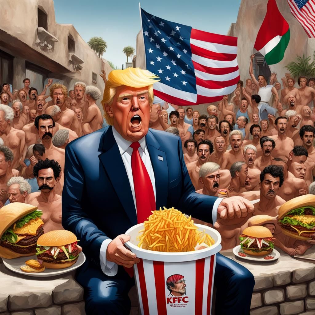 Hyperrealistic Trump and Borat on Mexican Border Wall