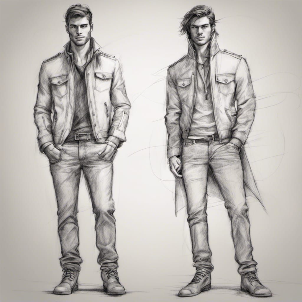 Men's Clothing Design Sketches in Pencil