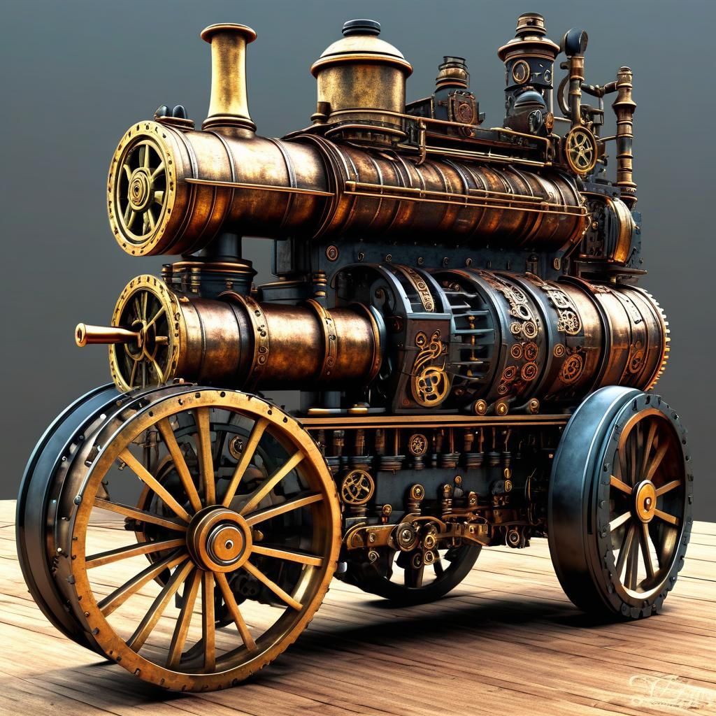 Steampunk Engine in a Mexican Series Style