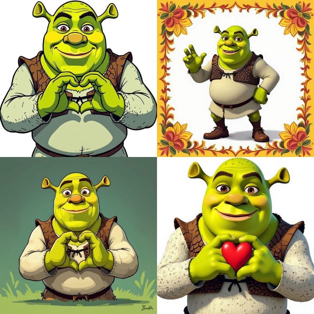 Shrek Cartoon Character Making Heart Sign