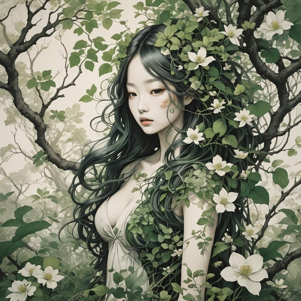 Organic Human Form Integrated with Nature