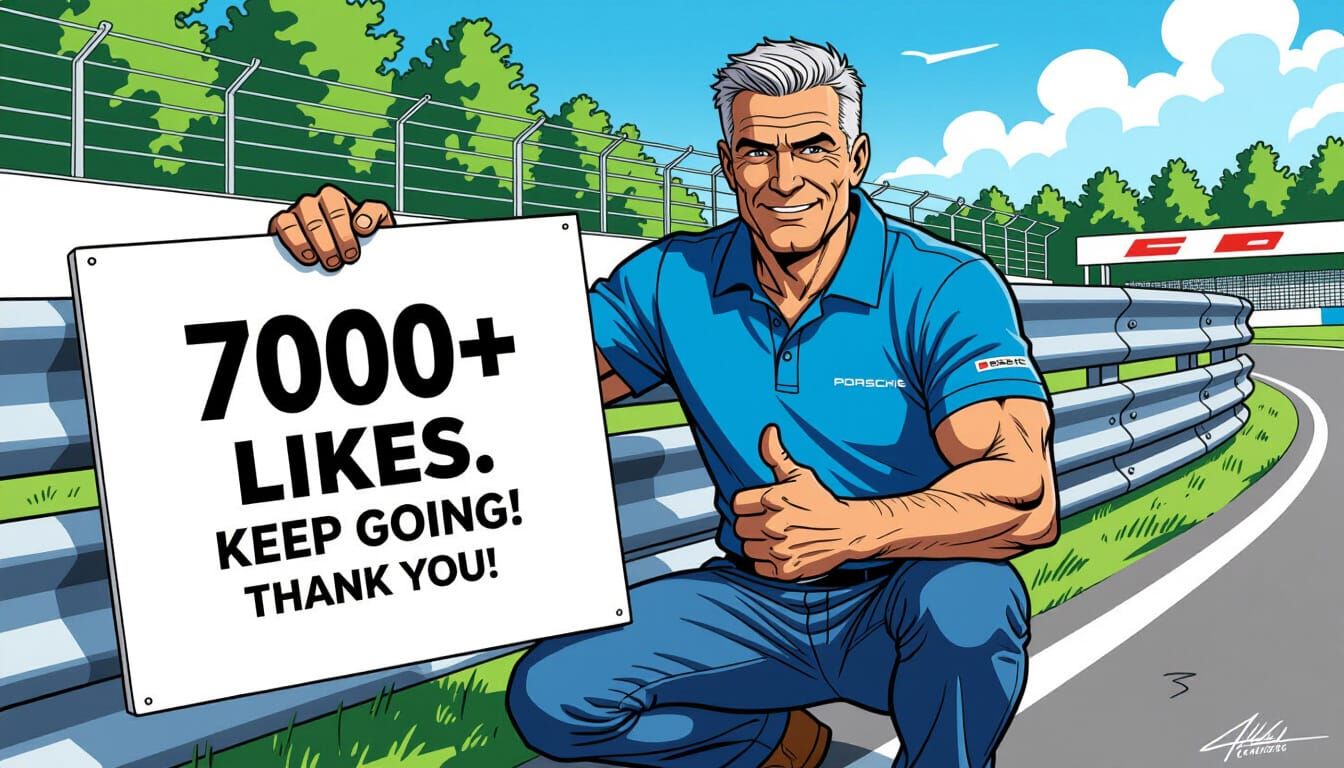 Man at Racetrack Holding Sign, in Style of Milo Manara