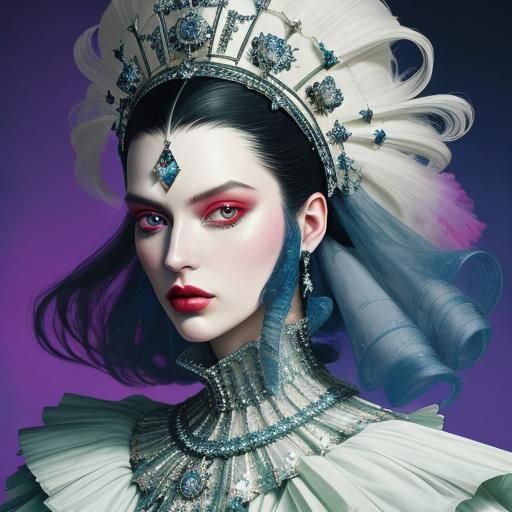 Glamorous Winter Portrait in Hyperrealistic Style