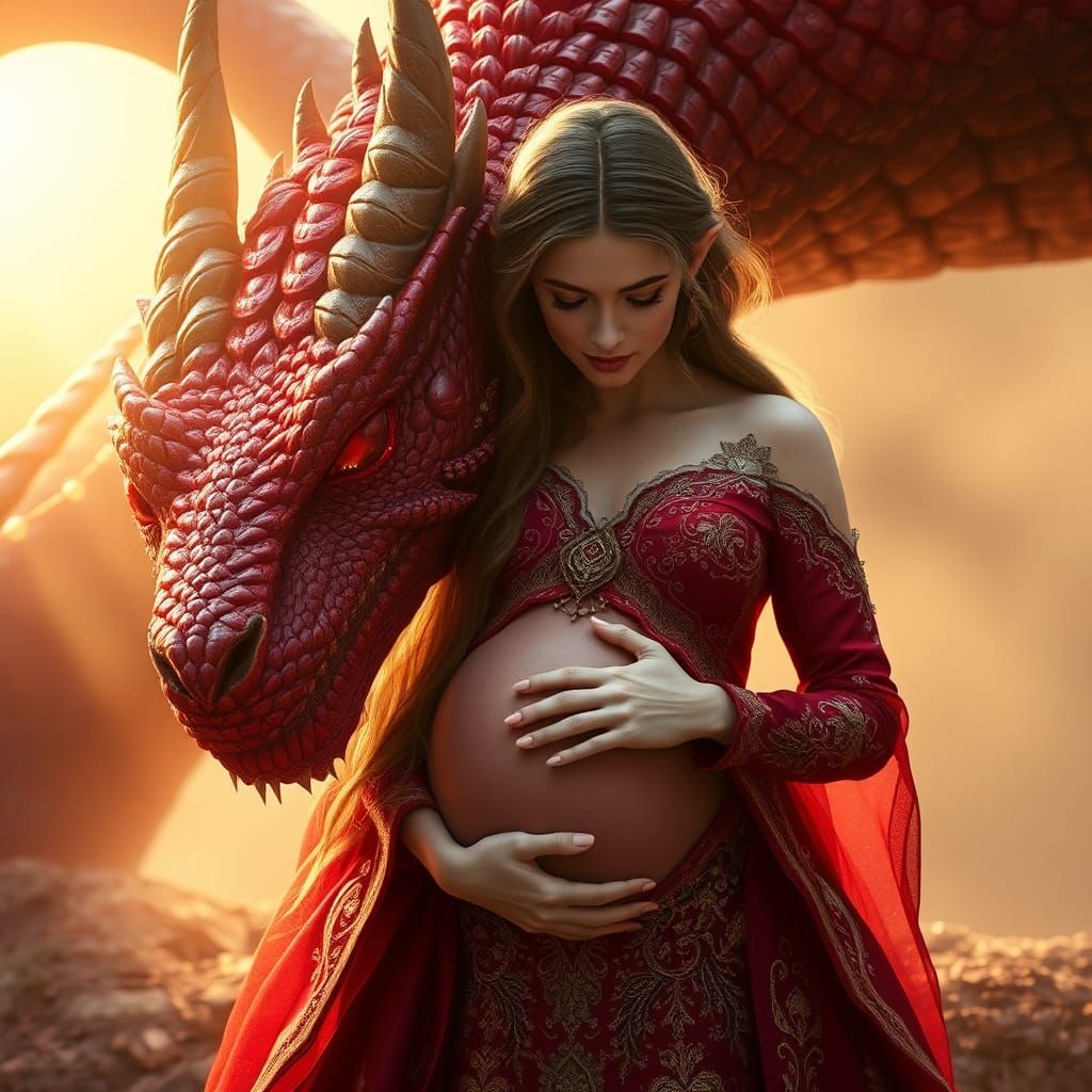 Elf Maiden and Dragon Companion in Dreamlike Art