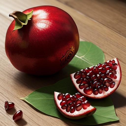 Ripe Red Pomegranate in Sunlight: A Close-Up Photograph