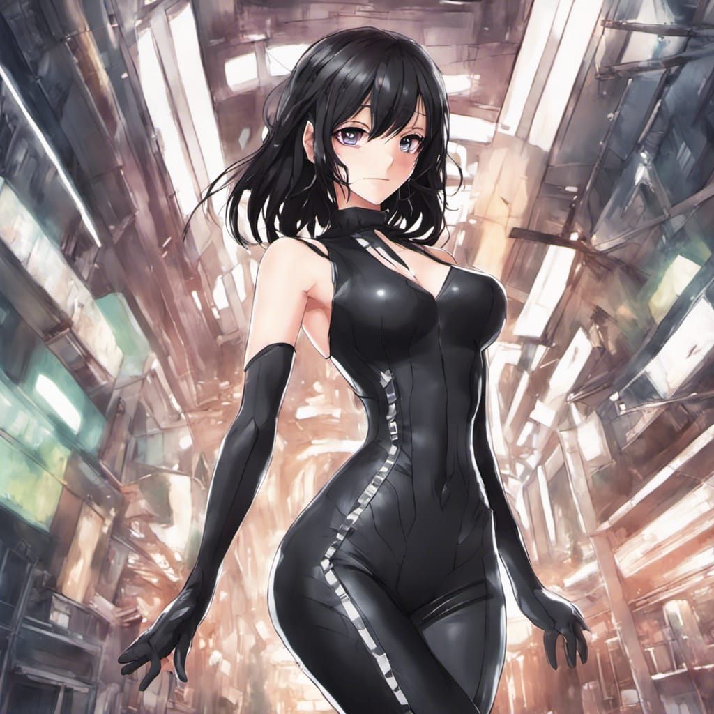 Anime Style Woman in Skin-Tight Outfit