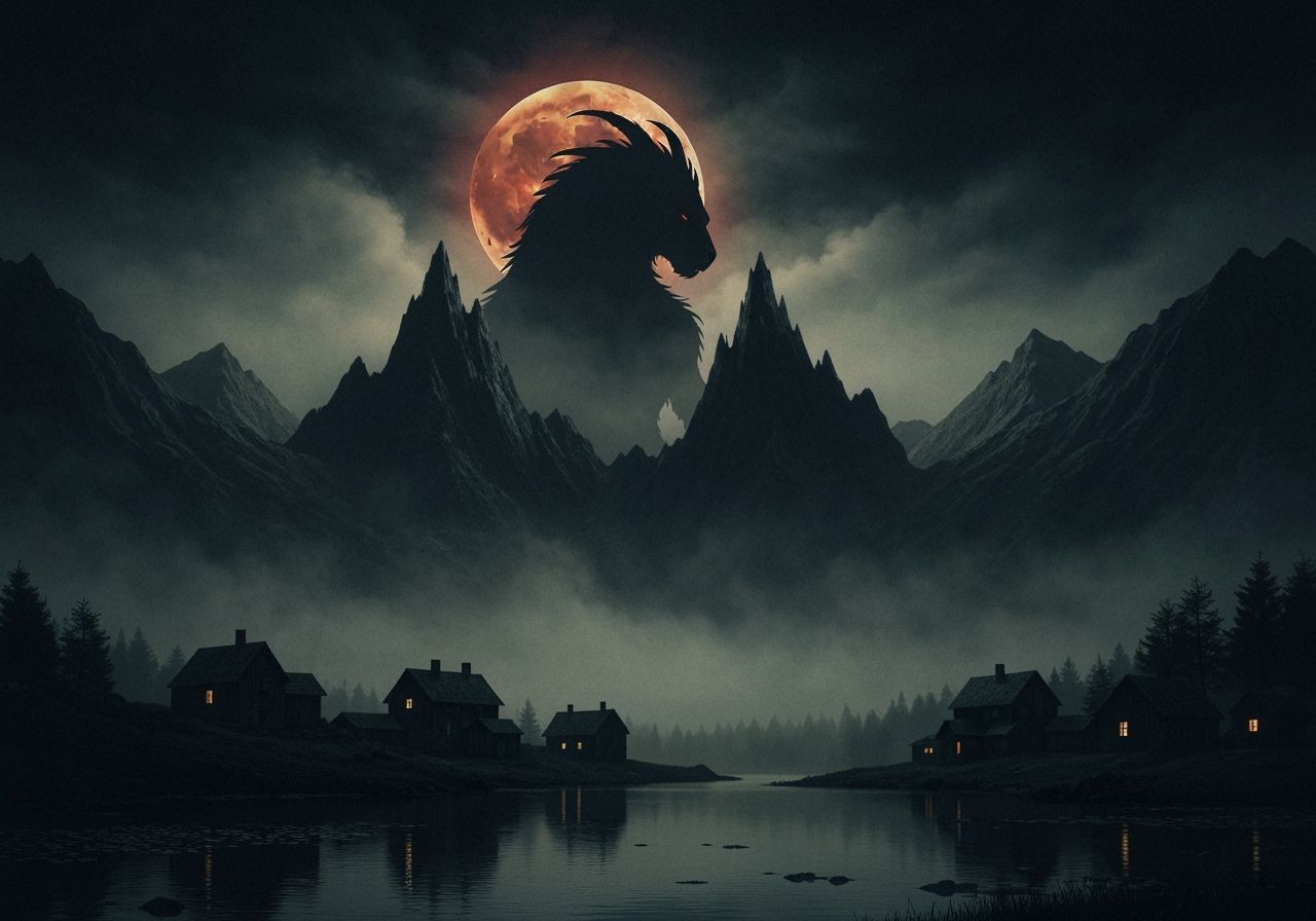 Gothic Beast Under Blood Moon