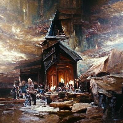 Valhalla: Odin's Hall in Oil Painting
