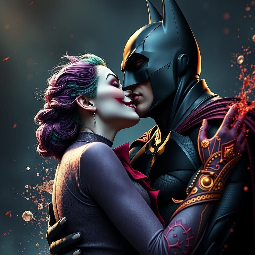 Batman and Female Joker Share a Kiss in a Fantastical Matte ...