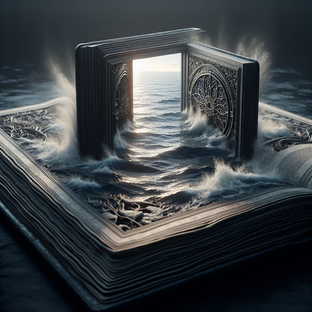 Open Book Seamlessly Transitions to Ocean in High Definition