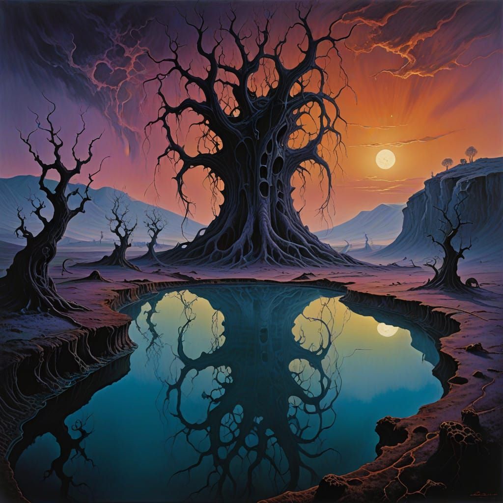 Ethereal Dreamscapes: Surreal Oil Slick Landscape