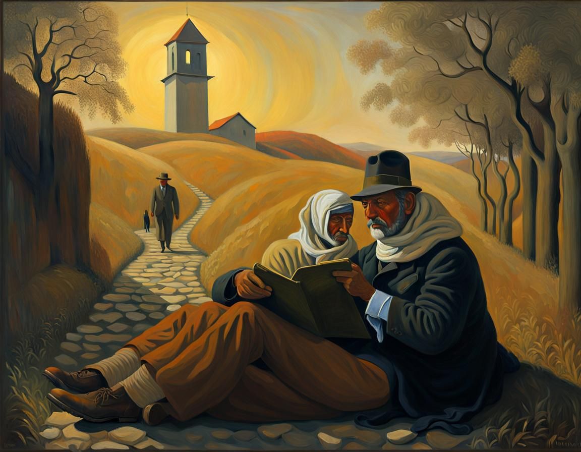 Surreal Golden Hour Dreamscape in Oil Painting Style