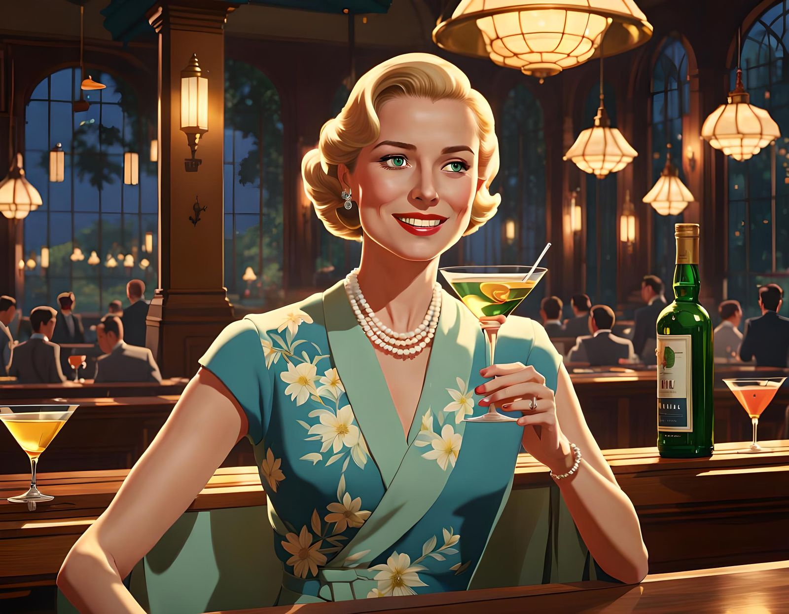 Grace Kelly: Anime Style Martini Portrait