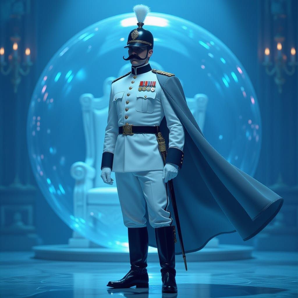 Monocled Monarch with Pickelhaube Helmet: Hyperrealistic Por...