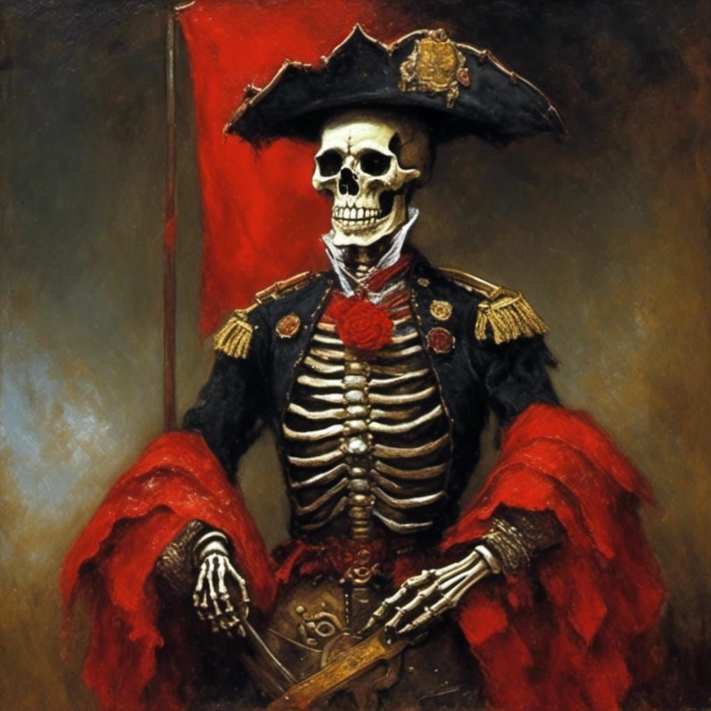 Skeleton Matador Portrait in Oil Painting Style