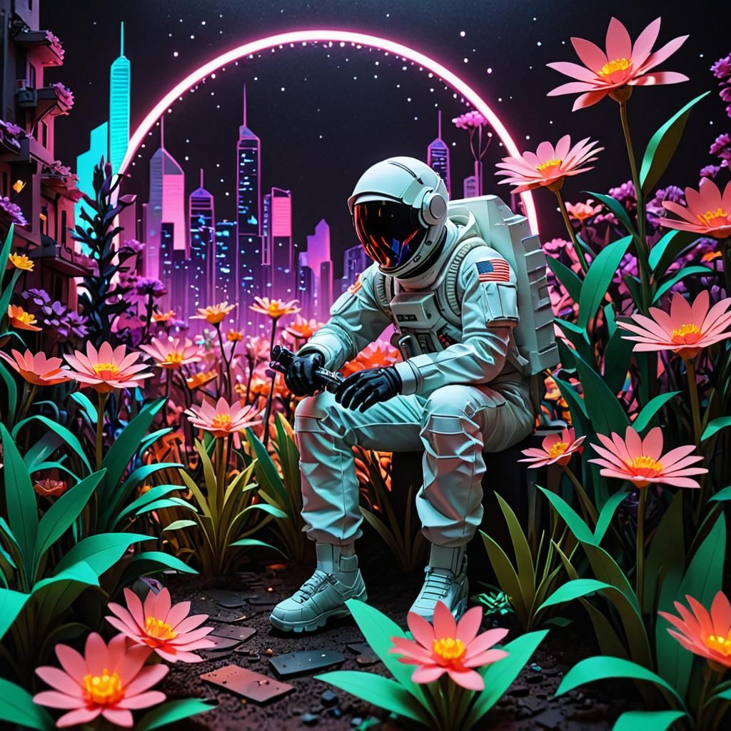 Kirigami Astronaut Garden