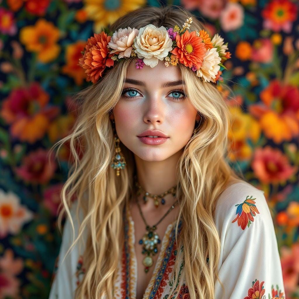 Bohemian Portrait of a Blonde Woman as Digital Art