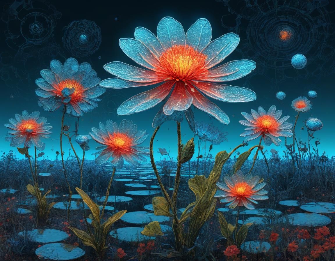 Ethereal Floral Art in Abstract Surreal Style