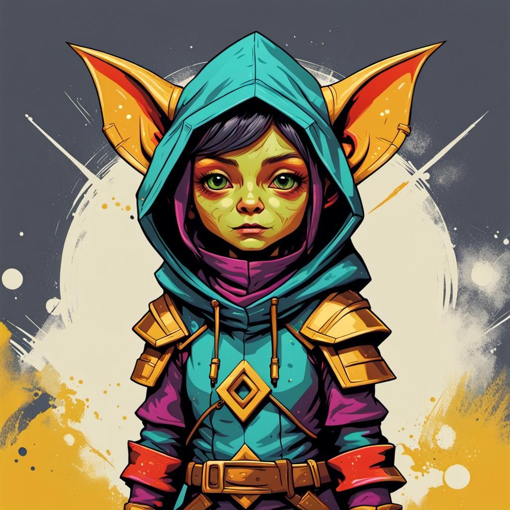 Adorable Goblin Ranger in Pop Art Style