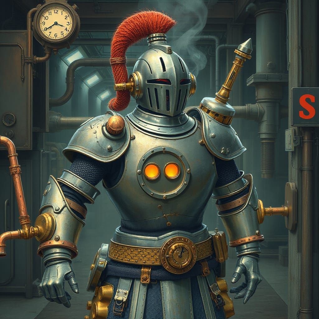 Industrial Knight in Steam-Powered Armor
