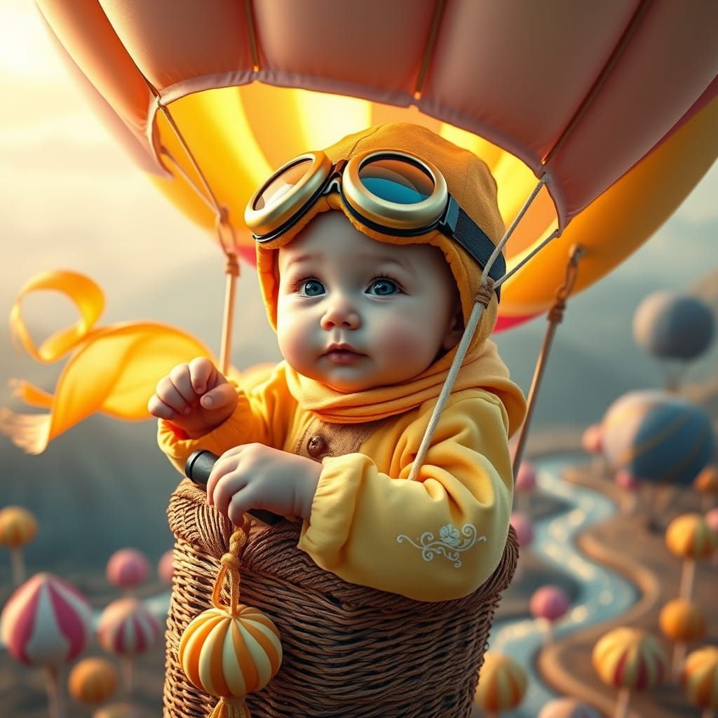 Baby Pilot Soars Over Enchanted Candy Land in Whimsical Hype...