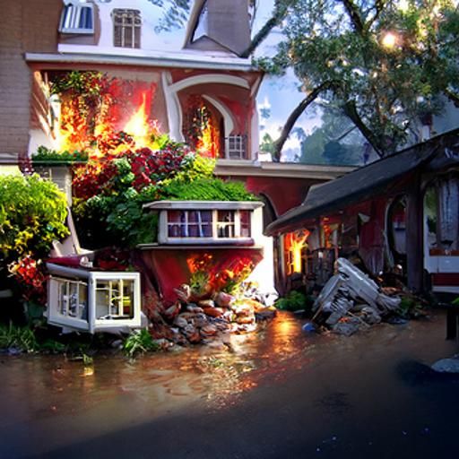 Uninsurable House in Thomas Kinkade Style