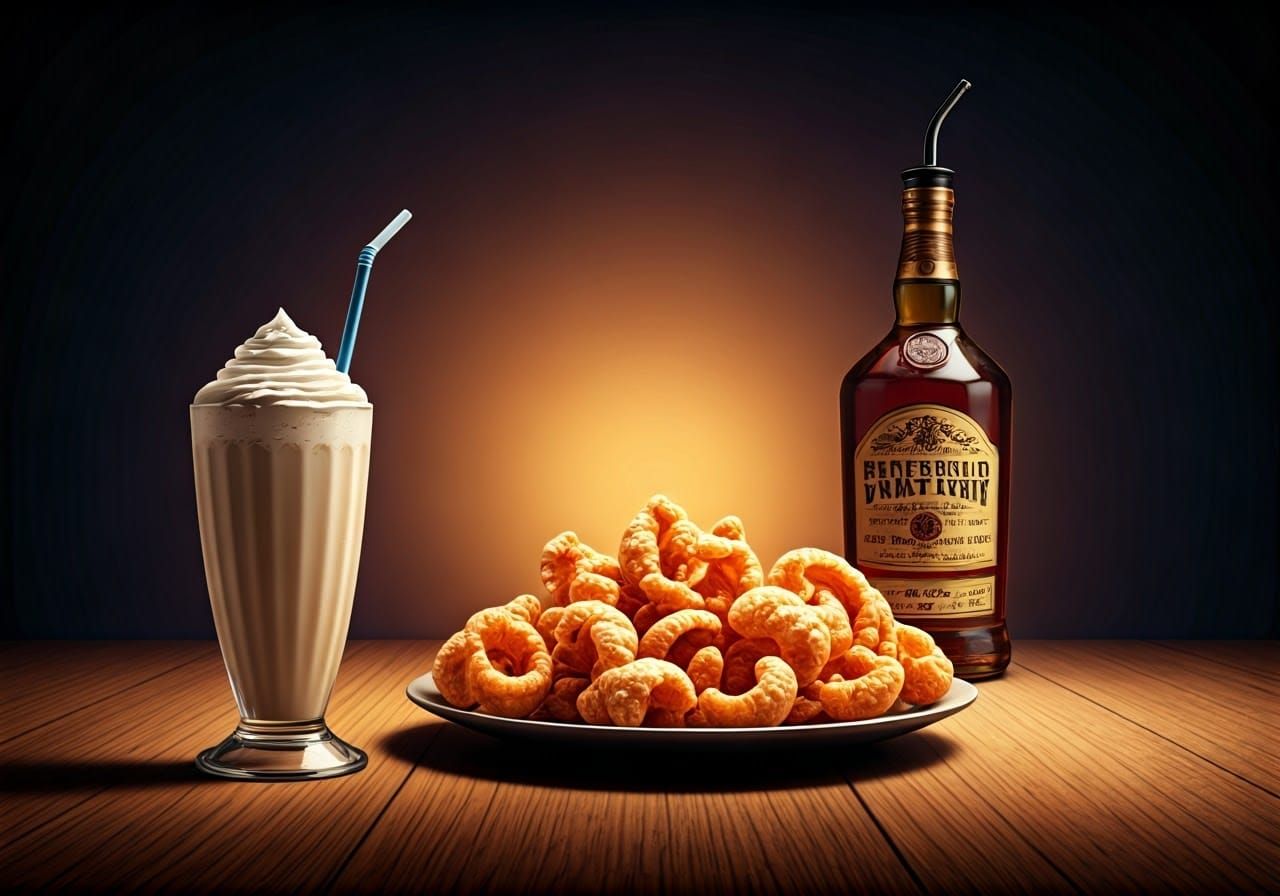 Vanilla Milkshake and Pork Rinds Still Life