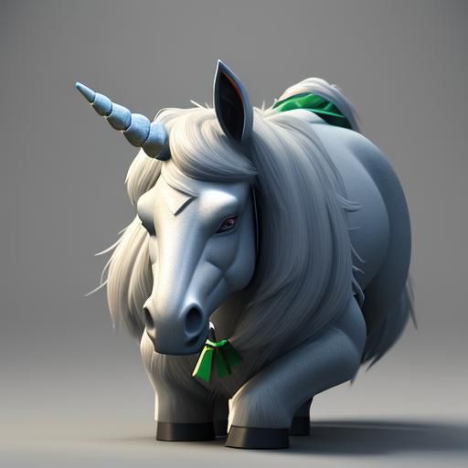 Christmas Elf's Pet Unicorn in 3D