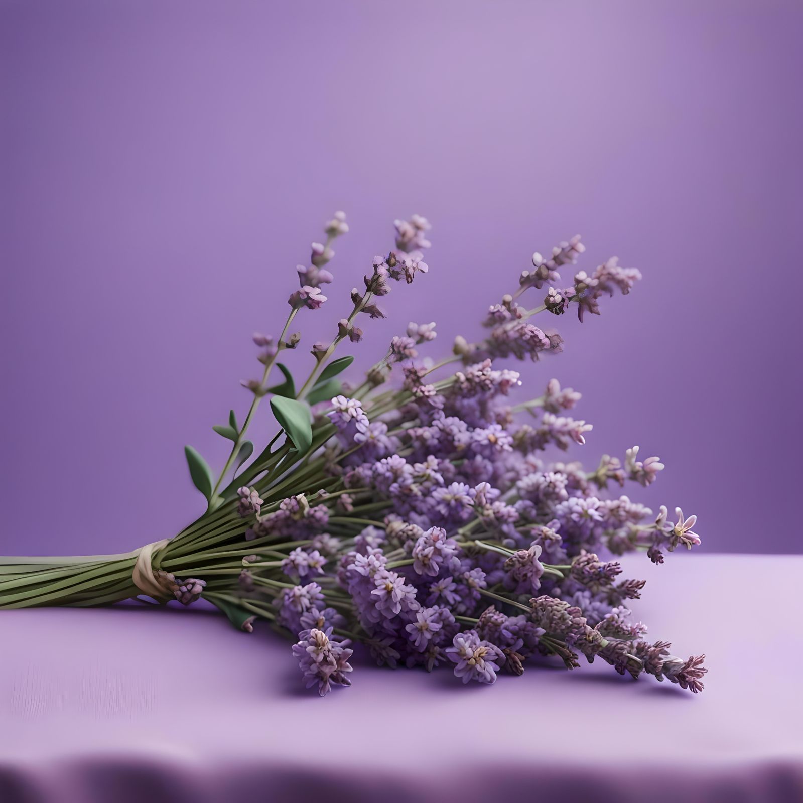 Hyperrealistic Lavender Bouquet on Lilac Background